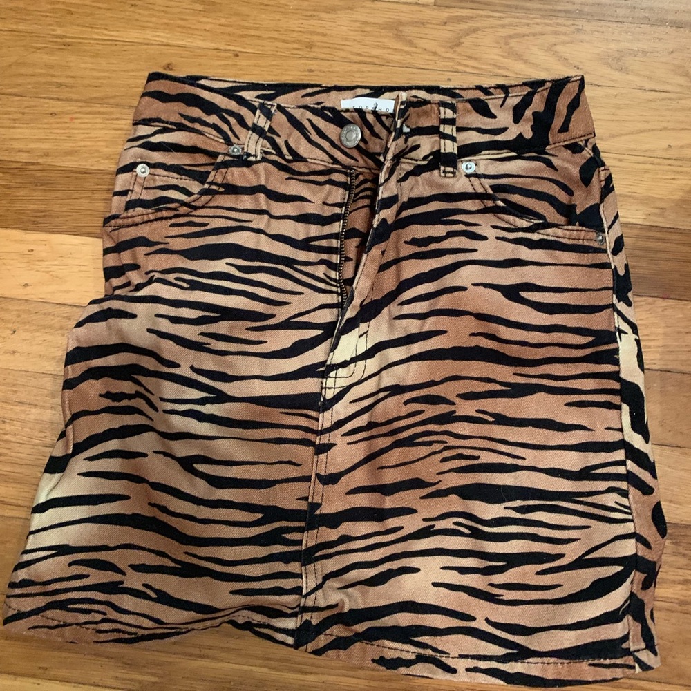 Topshop tiger print mini skirt